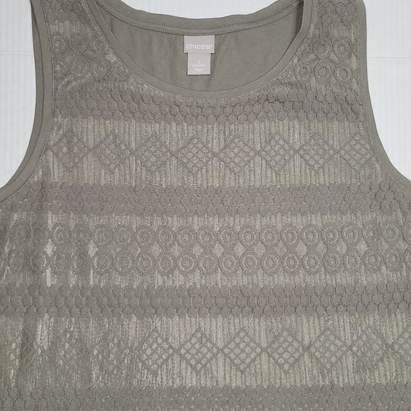 Chico Womens Sleeveless Tank-Top Size XL Olive Green w/ Stiching - Picture 7 of 12